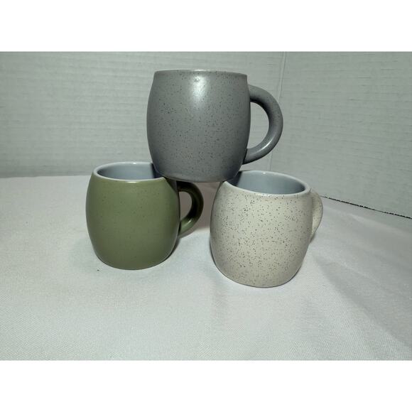 Espresso Mini Pot Belly Mug Set  3 Ceramic speckled finish, Cafe - Picture 2 of 8